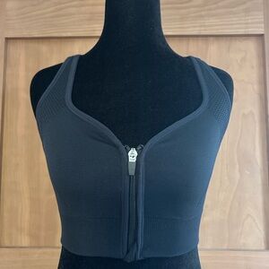 Makers Market Black Zip-Front Sports Bra